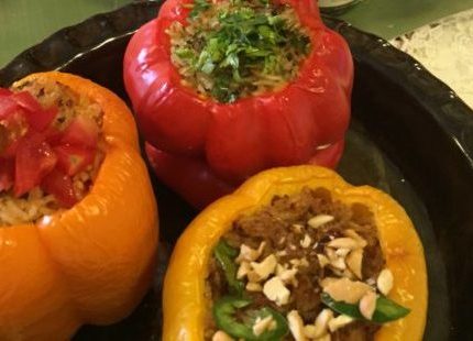 Capsicum Filled with Fried Chutney Rice